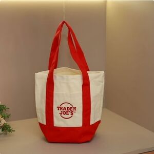 Trader Joe's Red and White Tote Bag